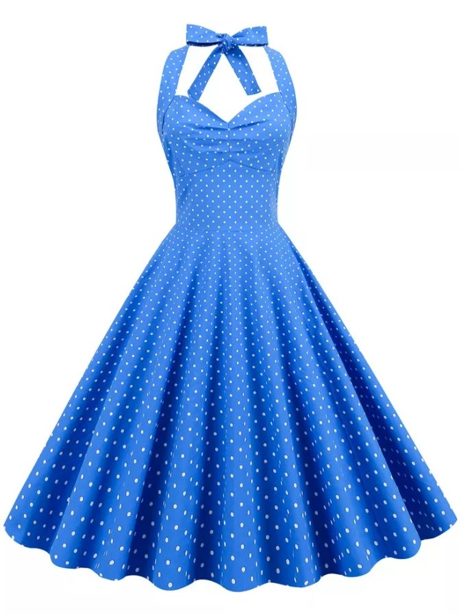Vintage Sexy Pin Up Kjole Blå