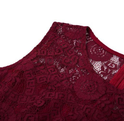 Vintage Elegant Aftenkjole Burgundy