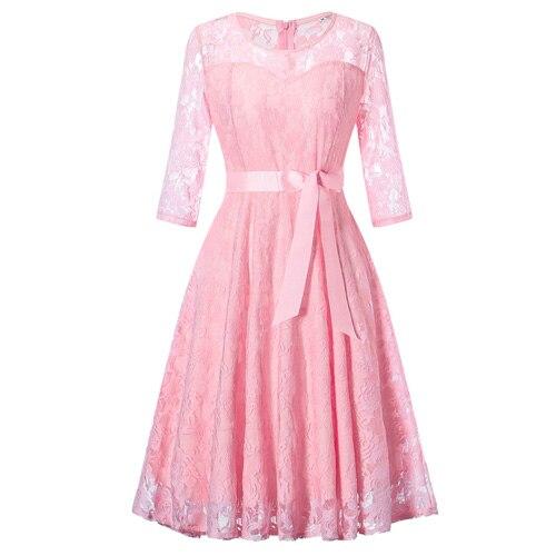Vintage Langermet Rosa Kveldskjole