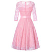 Vintage Langermet Rosa Kveldskjole