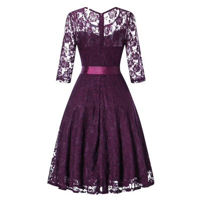 Vintage Lilla Langermet Kveldskjole