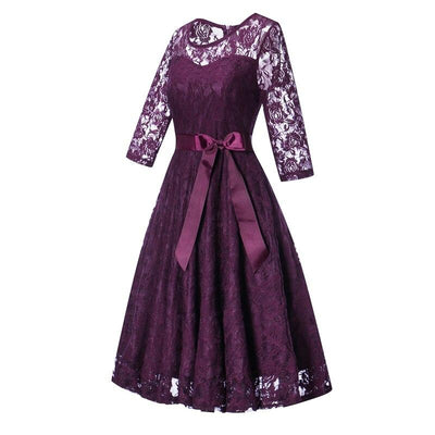 Vintage Lilla Langermet Kveldskjole