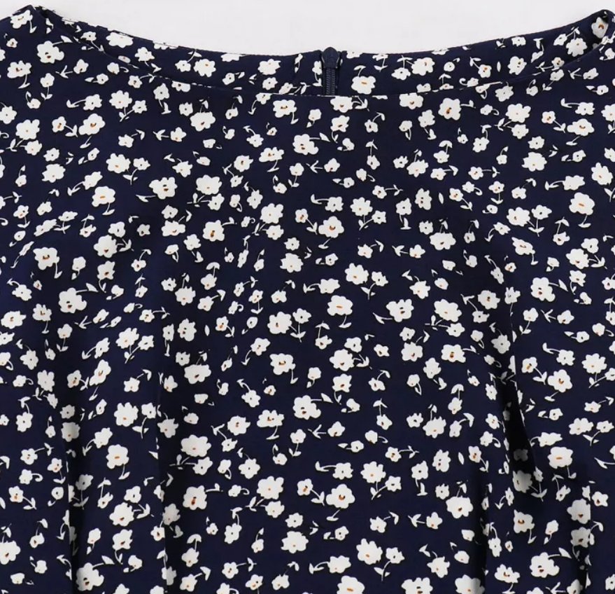 Vintage Høy Midje Marine Kjole