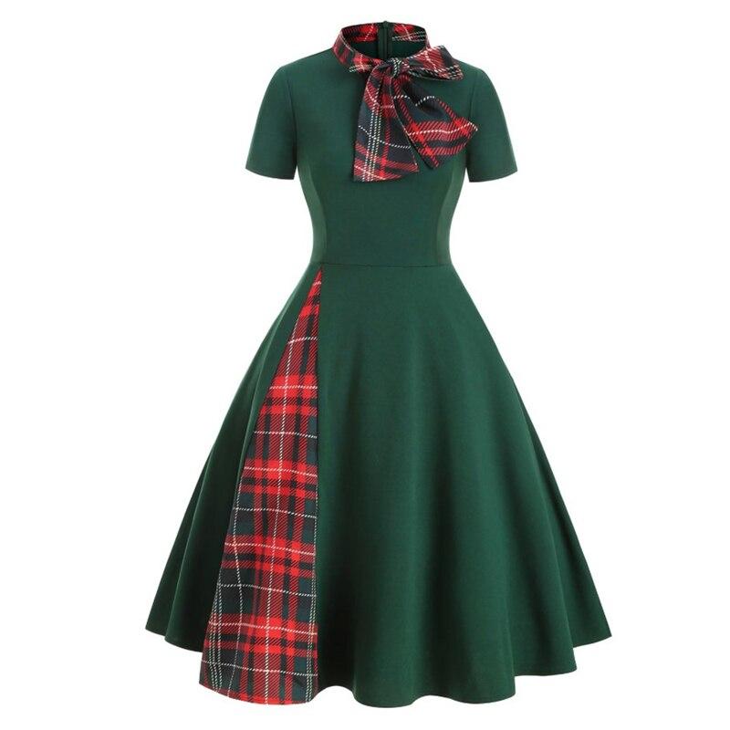 Vintage Grønn Tartan Kjole