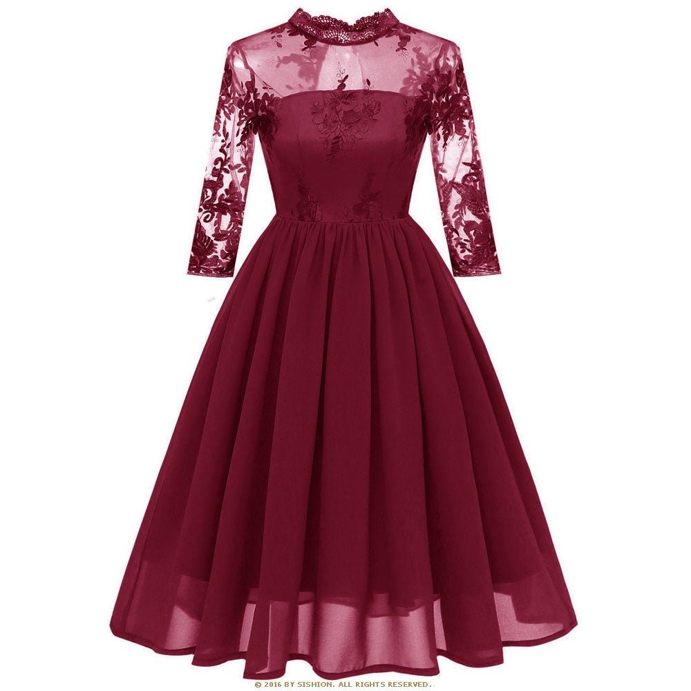 Vintage Burgundy Voile-Kjole
