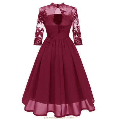 Vintage Burgundy Voile-Kjole