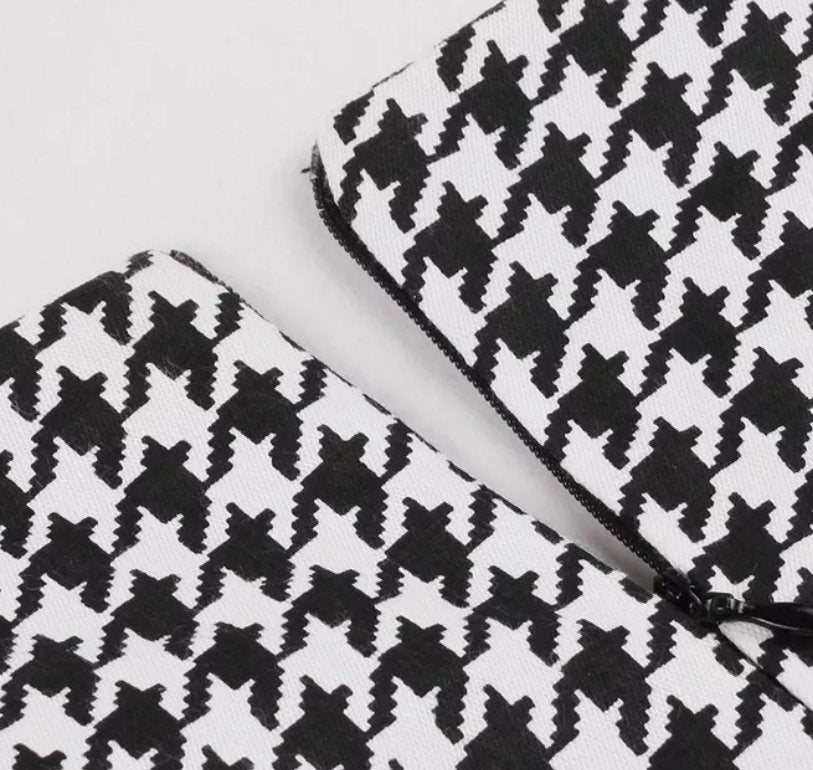 Vintage Svart Og Hvit Gingham-Kjole