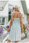 Vintage Grønn Gingham Kjole