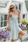 Vintage Grønn Gingham Kjole