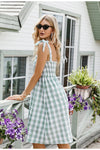 Vintage Grønn Gingham Kjole