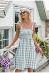 Vintage Grønn Gingham Kjole
