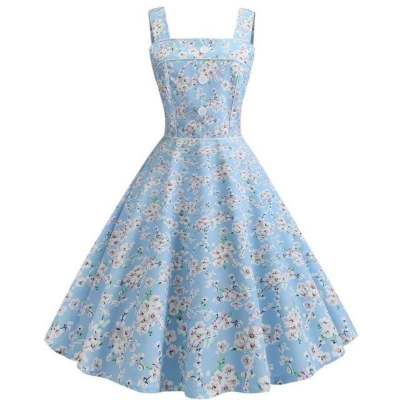 Vintage 1950 Himmelblå Kjole