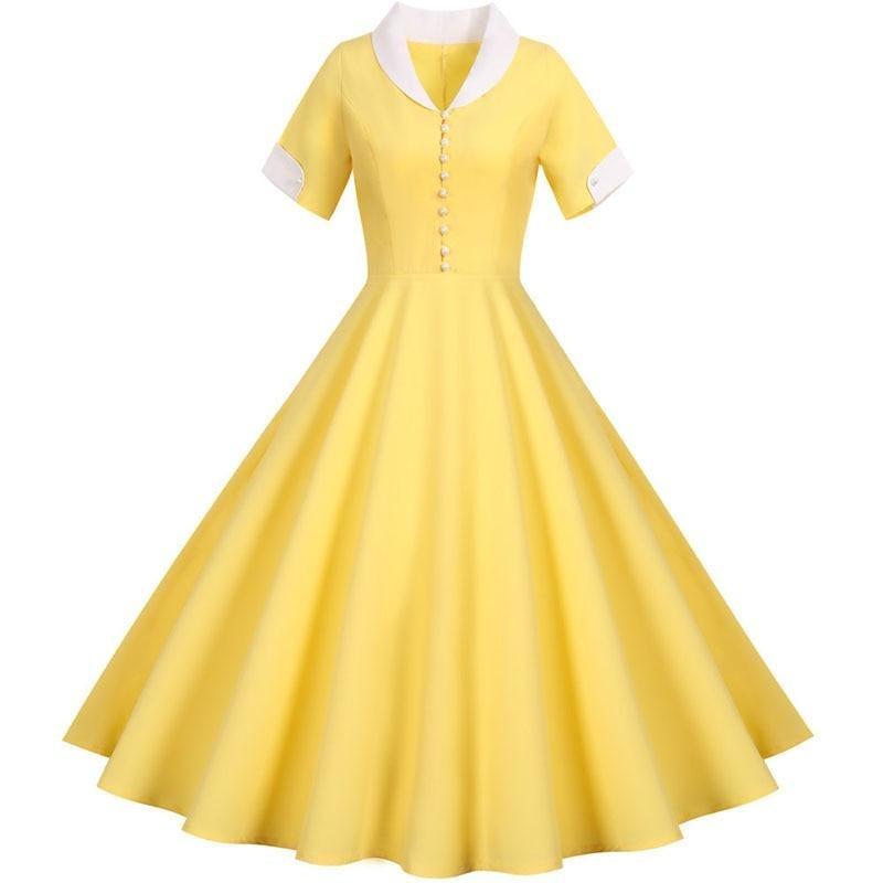 Vintage 50-Talls Gul Kjole