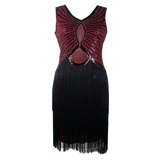Vintage 1920-Talls Burgunderkjole I Art Deco-Stil