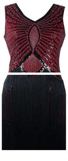 Vintage 1920-Talls Burgunderkjole I Art Deco-Stil