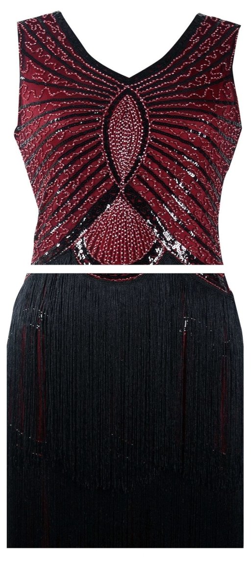 Vintage 1920-Talls Burgunderkjole I Art Deco-Stil