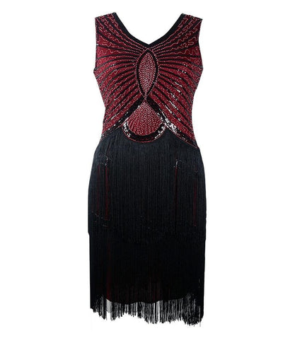 Vintage 1920-Talls Burgunderkjole I Art Deco-Stil