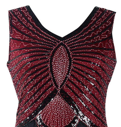 Vintage 1920-Talls Burgunderkjole I Art Deco-Stil