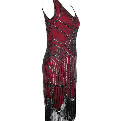 Vintage 20-Talls Gatsby-Kjole Burgundy