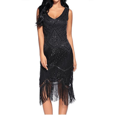 Vintage 20s Gatsby Kjole Svart