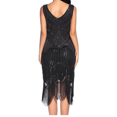 Vintage 20s Gatsby Kjole Svart