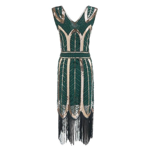 Vintage 20-Talls Gatsby-Kjole Grønn