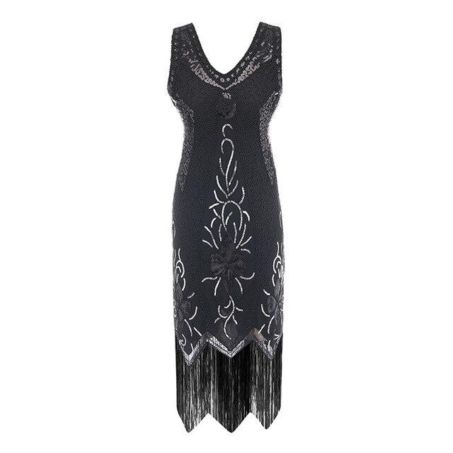 Vintage 20s Plus Size Charleston Dress Black
