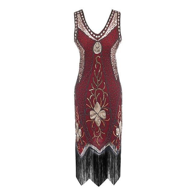 Vintage 20s Plus Size Rød Charleston-Kjole