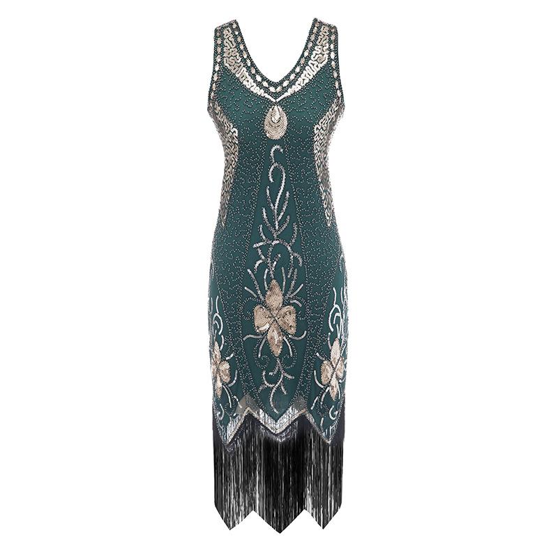 Vintage 20s Plus Size Grønn Charleston-Kjole