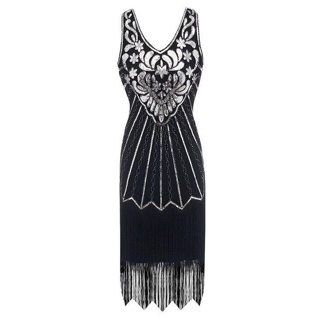 Vintage 20s Plus Size Dress Black Silver