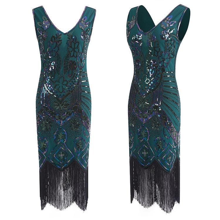 Vintage 20-Talls Paris Grønn Kjole