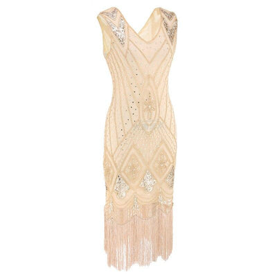 Vintage 20-Talls Paljettkjole Beige
