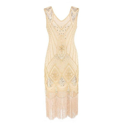 Vintage 20-Talls Paljettkjole Beige