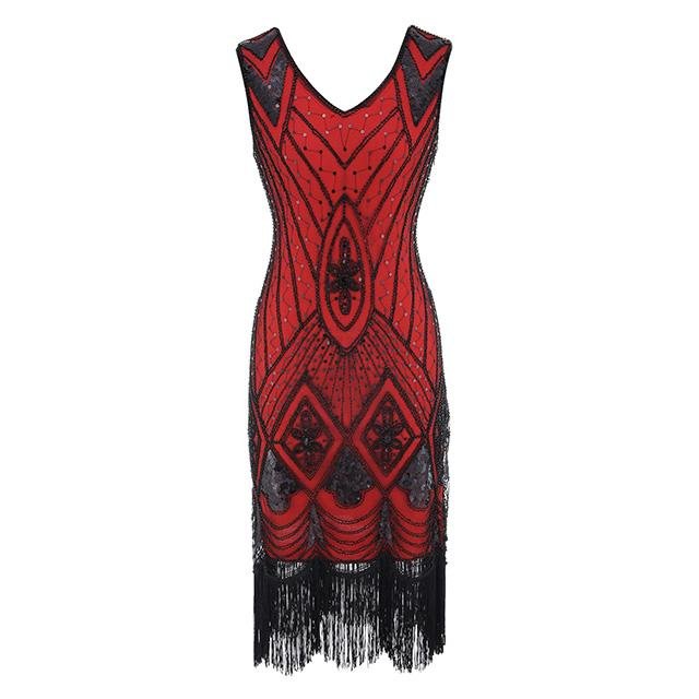 Vintage 20-Talls Rød Paljettkjole