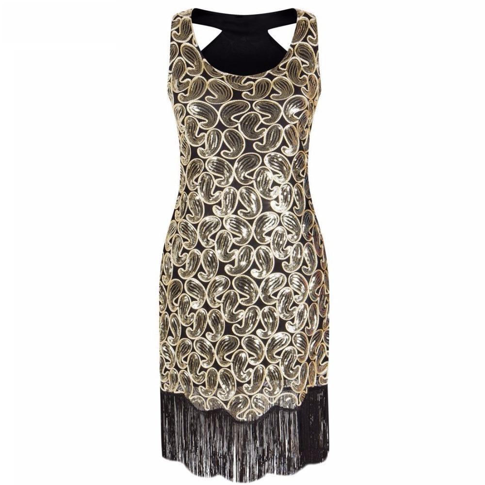 Vintage 20-Tallskjole Sexy Svart Gull