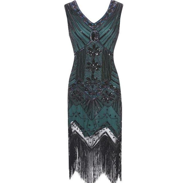 Vintage 20s Grønn Retro Kjole