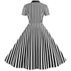 Vintage Retro Stripete Kjole Svart
