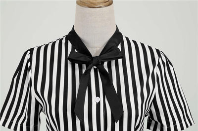 Vintage Retro Stripete Kjole Svart