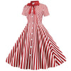 Rød Vintage Retro Stripete Kjole