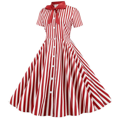 Rød Vintage Retro Stripete Kjole