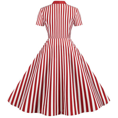 Rød Vintage Retro Stripete Kjole