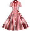Rød Vintage Retro Stripete Kjole