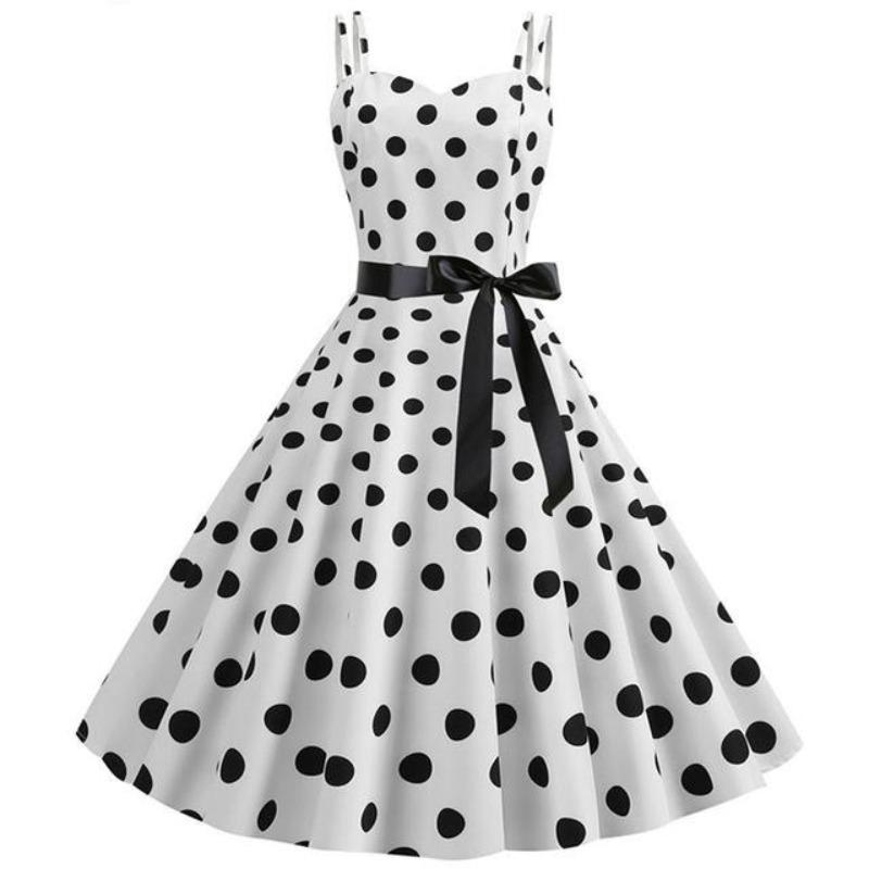 Vintage Rockabilly Kjole Hvite Prikker