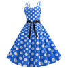 Vintage Rockabilly Kjole Blå Prikker