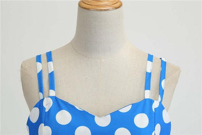 Vintage Rockabilly Kjole Blå Prikker