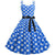Vintage Rockabilly Kjole Blå Prikker