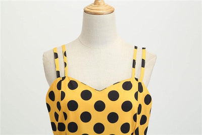 Vintage Rockabilly Kjole Gule Prikker