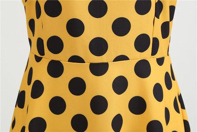 Vintage Rockabilly Kjole Gule Prikker