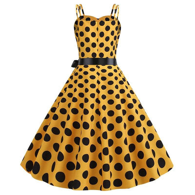 Vintage Rockabilly Kjole Gule Prikker