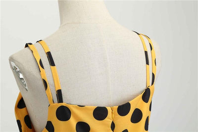 Vintage Rockabilly Kjole Gule Prikker